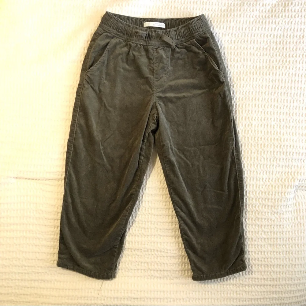 ZARA Kids Olive Green Corduroy Drawstring Lined Pants Size 4T